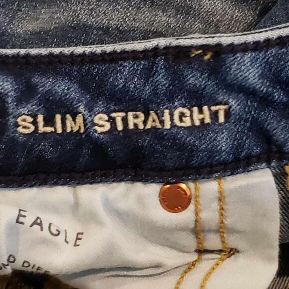 American Eagle AE Jeans Mens Size 29x32 Flex Slim Straight Blue Stretch - Picture 9 of 12